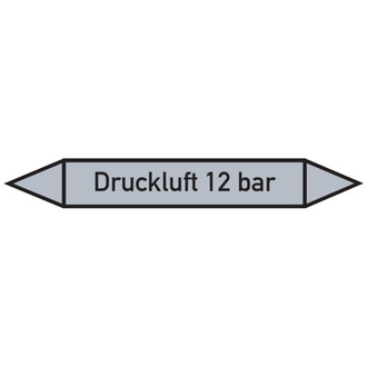 Rohrleitungsetikett, Druckluft 12 bar - 100x15 mm, Folie selbstklebend