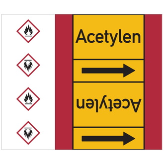 Rohrleitungsband, Acetylen, Rolle = 33 m - 33000x180 mm, Folie selbstklebend