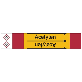 Rohrleitungsband, Acetylen, Rolle = 33 m - 33000x105 mm, Folie selbstklebend