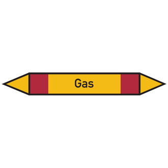 Rohrleitungsetikett, Gas - 100x15 mm, Folie selbstklebend