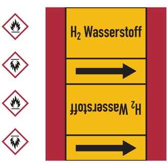 Rohrleitungsband, H2 Wasserstoff, Rolle = 33 m - 33000x180 mm, Folie selbstklebend