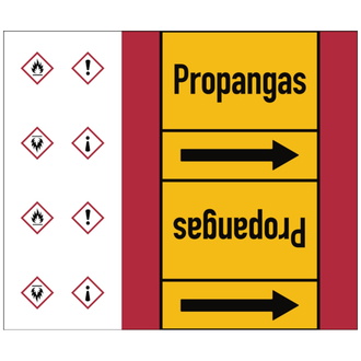 Rohrleitungsband, Propangas, Rolle = 33 m - 33000x180 mm, Folie selbstklebend