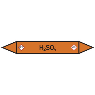 Rohrleitungsetikett, H2SO4 - 100x15 mm, Folie selbstklebend