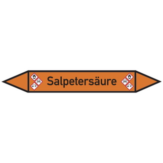 Rohrleitungsetikett, Salpetersäure - 100x15 mm, Folie selbstklebend