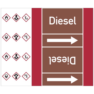 Rohrleitungsband, Diesel, Rolle = 33 m - 33000x180 mm, Folie selbstklebend