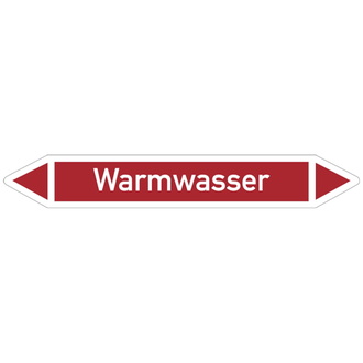 Rohrleitungskennzeichnung, Warmwasser, Einzeletiket - 100x15 mm, Folie selbstklebend