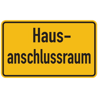 Hinweisschild, Hausanschlussraum, 120 x 200 - 200x120x0.45 mm Aluminium geprägt