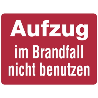 Hinweisschild, Aufzug im Brandfall nicht benutzen - 100x75 mm, Folie selbstklebend