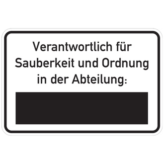 Hinweisschild, Verantwortlich für Sauberkeit - 450x300x0.6 mm Aluminium geprägt