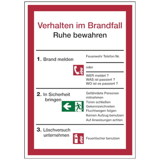 Aushang, Verhalten im Brandfall - 210x297 mm, Folie selbstklebend