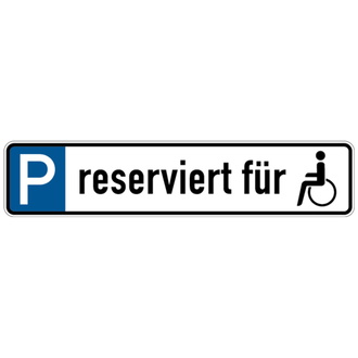 Parkplatzkennzeichen, P-reserviert für (Sym - 523x113x0.45 mm Aluminium geprägt