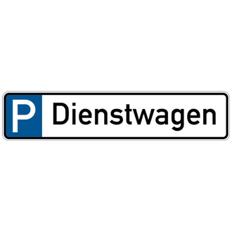 Parkplatzkennzeichen, P-Dienstwagen, 113x52 - 523x113x0.45 mm Aluminium geprägt