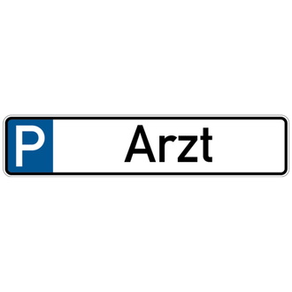 Parkplatzkennzeichen, P-Arzt, 113x523mm, Al - 523x113x0.45 mm Aluminium geprägt