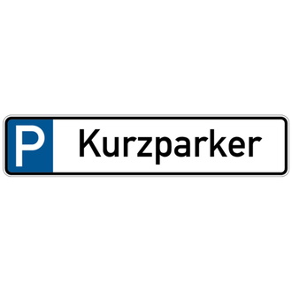 Parkplatzkennzeichen, P-Kurzparker, 113x523 - 523x113x0.45 mm Aluminium geprägt