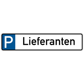 Parkplatzkennzeichen, P-Lieferanten, 113x52 - 523x113x0.45 mm Aluminium geprägt