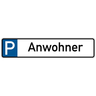 Parkplatzkennzeichen, P-Anwohner - 523x113x0.45 mm Aluminium geprägt