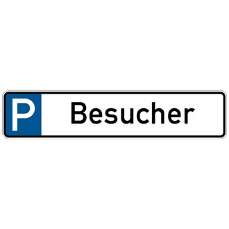 Parkplatzkennzeichen, P-Besucher, 113x523mm - 523x113x0.45 mm Aluminium geprägt