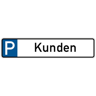 Parkplatzkennzeichen, P-Kunden, 113x523mm, - 523x113x0.45 mm Aluminium geprägt