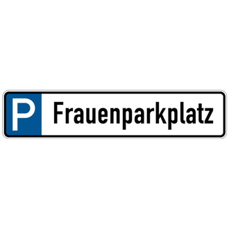 Parkplatzkennzeichen, P-Frauenparkplatz, 11 - 523x113x0.45 mm Aluminium geprägt