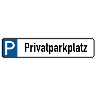 Parkplatzkennzeichen, P-Privatparkplatz, 11 - 523x113x0.45 mm Aluminium geprägt