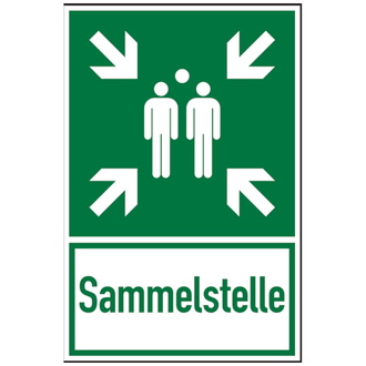 Rettungszeichen, Kombischild Sammelstelle - ASR A1.3 - 400x600x2 mm Aluverbund