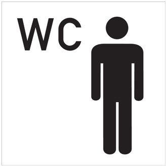 WC-Schild, WC + Piktogramm Herren - 300x300x2 mm Aluminium 2 mm