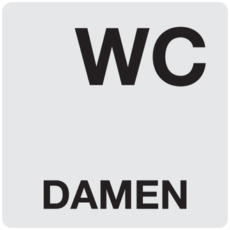 WC-Schild, "Damen", 60 x 60 mm - 60x60x0.5 mm Aluminium glatt