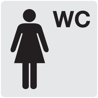 WC-Schild, Damen, Piktogramm, 60 x 60 mm - 60x60x0.5 mm Aluminium glatt