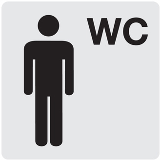 WC-Schild, Herren, Piktogramm, 60 x 60 mm - 60x60x0.5 mm Aluminium glatt