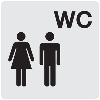 WC-Schild, Damen/Herren, Piktogramm, 60 x 60 mm - 60x60x0.5 mm Aluminium glatt