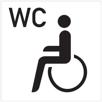 WC-Schild, WC + Piktogramm Barrierefrei - 300x300x0.6 mm Aluminium glatt