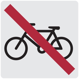 Türschild, Fahrradverbot, 60 x 60 mm - 60x60x0.5 mm Aluminium glatt