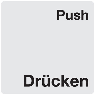 Türschild, Drücken/Push, 60 x 60 mm - 60x60x0.5 mm Aluminium glatt