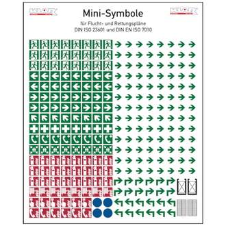 Mini-Symbole für Flucht- und Rettungspläne DIN ISO - 170x210 mm, Folie selbstklebend