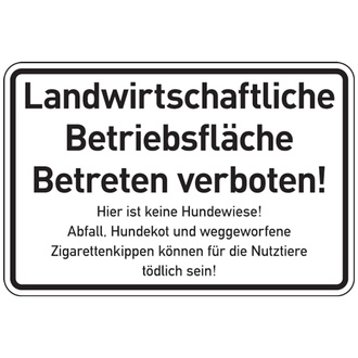 Hinweisschild, Landwirtschaftliche Betriebsfläche, 20 - 300x200x2 mm Aluverbund