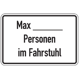 Hinweisschild, Max __ Personen im Fahrstuhl, 20 - 300x200 mm, Folie selbstklebend