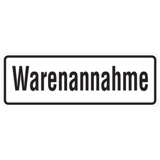 Hinweisschild, Warenannahme, 120 x 350 mm - 350x120x0.45 mm Aluminium geprägt