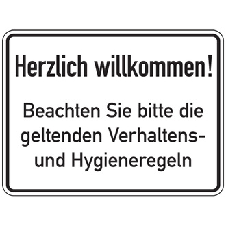 Hinweisschild, doppelseitig, Herzlich willkommen! - 200x150 mm, Folie selbstklebend