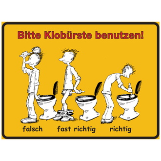 WC-Kennzeichnung Bitte Klobürste benutzen - 200x150x0.45 mm Aluminium geprägt