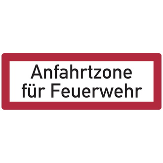 Feuerwehrschild, Anfahrtzone für Feuerwehr, 594x210x0.6 mm Aluminium geprägt