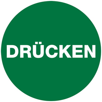 Türschild, Drücken, grün, Ø 60 mm - 60 mm, Folie selbstklebend