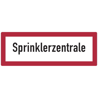 Feuerwehrschild, Sprinklerzentrale - DIN 406 - 420x148x0.6 mm Aluminium geprägt