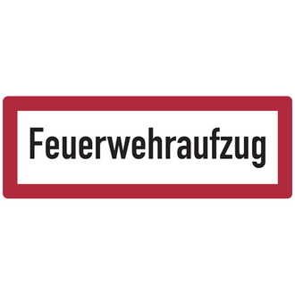 Feuerwehrschild, Feuerwehraufzug - DIN 4066 - 297x105x0.45 mm Aluminium geprägt