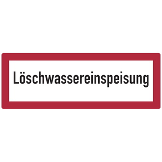 Feuerwehrschild, Löschwassereinspeisung - DI - 420x148x0.6 mm Aluminium geprägt