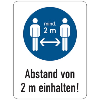 Kombischild, Abstand von 2 m einhalten! - 100x150 mm, Folie selbstklebend