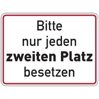 Bitte nur jeden zweiten Platz besetzen - 200x150 mm, Folie selbstklebend