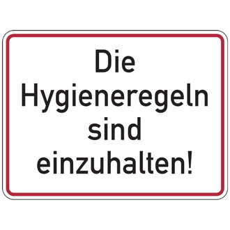 Die Hygieneregeln sind einzuhalten! - 200x150 mm, Folie selbstklebend