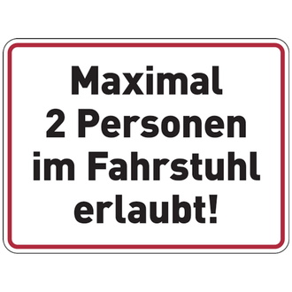 Maximal 2 Personen im Fahrstuhl erlaubt! - 200x150 mm, Folie selbstklebend