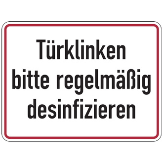 Türklinken bitte regelmäßig desinfizieren - 200x150 mm, Folie selbstklebend