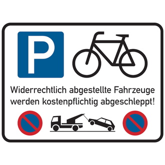 Parkverbotsschild, Fahrradstellplatz, 300 x 400 mm, A - 400x300x2 mm Aluverbund